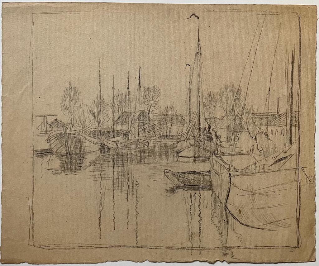 [Modern drawing, black chalk] A small harbour (een kleine haven), ca. 1920-1940, 1 p.