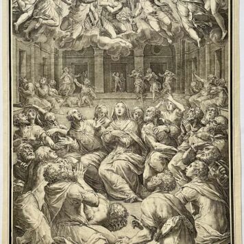 [Antique print, engraving/gravure, ca. 1600] The Pentecost, published 1574 or 1602, 1 p.