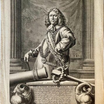 [Antique portrait print, engraving/gravure] 'David Vlugh, schout by nacht ...'; portrait of David Vlugh, published ca. 1700, 1 p.