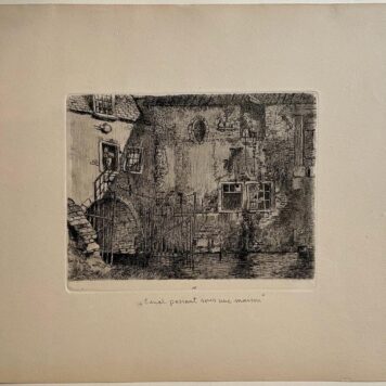 [Antique print, etching] Canal running under a house; 'Canal passant sous une maison', published 1851, 1 p.
