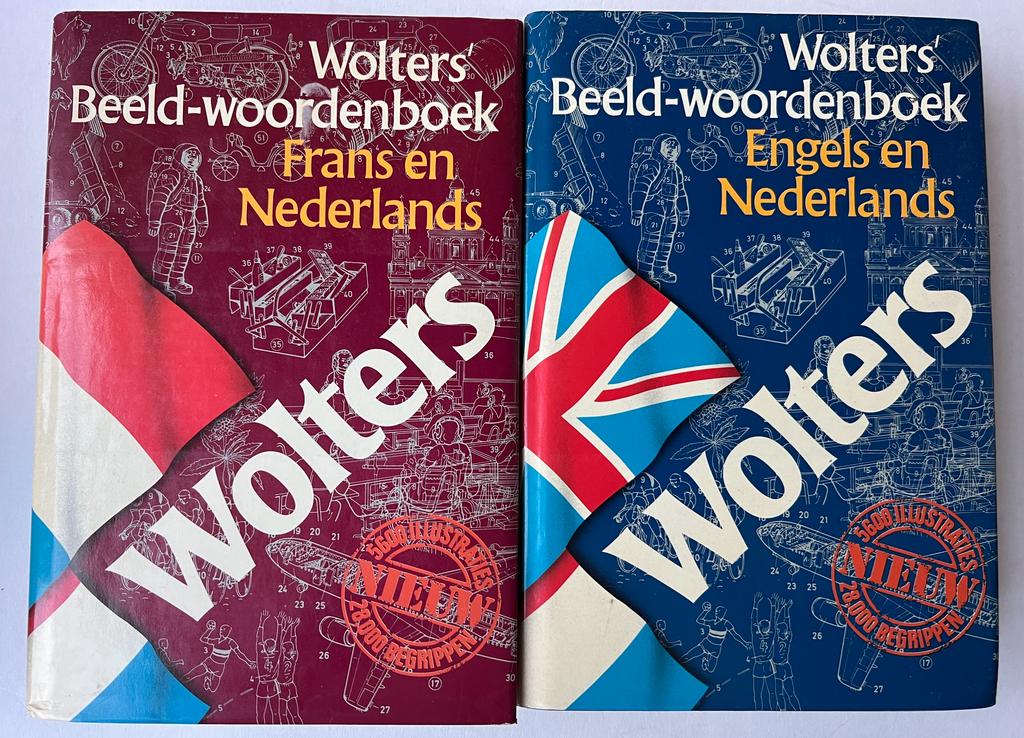 [Visual dictionary's, first editions] Wolters' Beeld-woordenboek Frans en Nederlands & Engels en Nederlands, Wolters Noordhoff b.V. 1986, 871 + 869 pp.