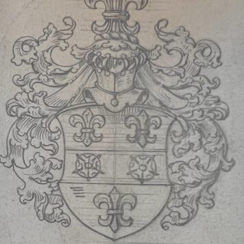 Wapenkaart/Coat of Arms: Original preparatory drawing of the Santhagens Coat of Arms/Family Crest, 1 p.