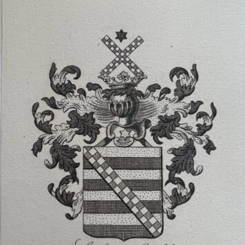 [Heraldic coat of arms] Black and white coat of arms of the Sassen van Ysfelt family, family crest, 1 p.