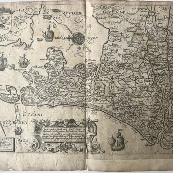 [Antique map, 1539] Caerte (...) Graefschappe van Hollandt, (...) landt van Utrecht (Zuiderzee in centrum), published 1539, 1 p.