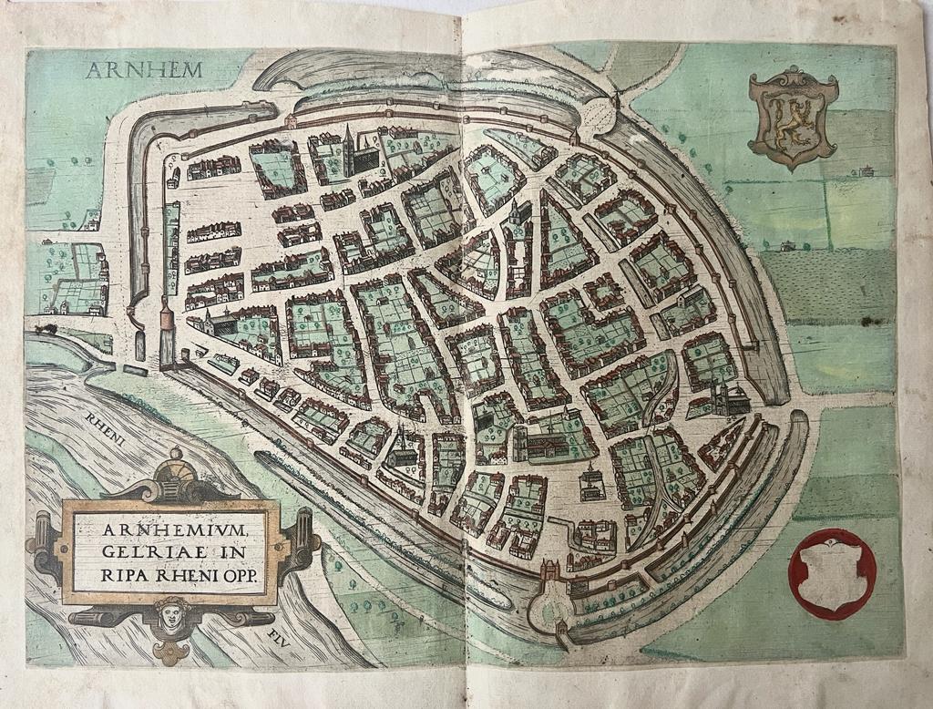 Guicciardini, Lodovico (1521-1589) - [Antique city view, Arnhem, 1609] Arnhemivm, Gelriae in Ripa Rheni Opp (Arnhem), published 1609, 1 p.