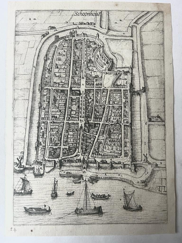 Guicciardini, Lodovico (1521-1589) - [Antique city view Schoonhoven, 1582] Schoonhoue (Schoonhoven), published 1582, 1 p.