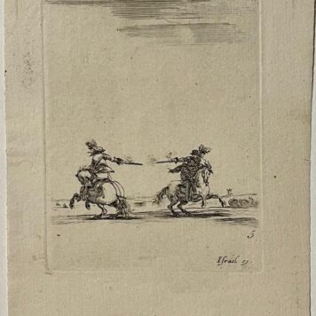 Antique print I Della Bella I ca. 1650 I Two fighting horsemen.