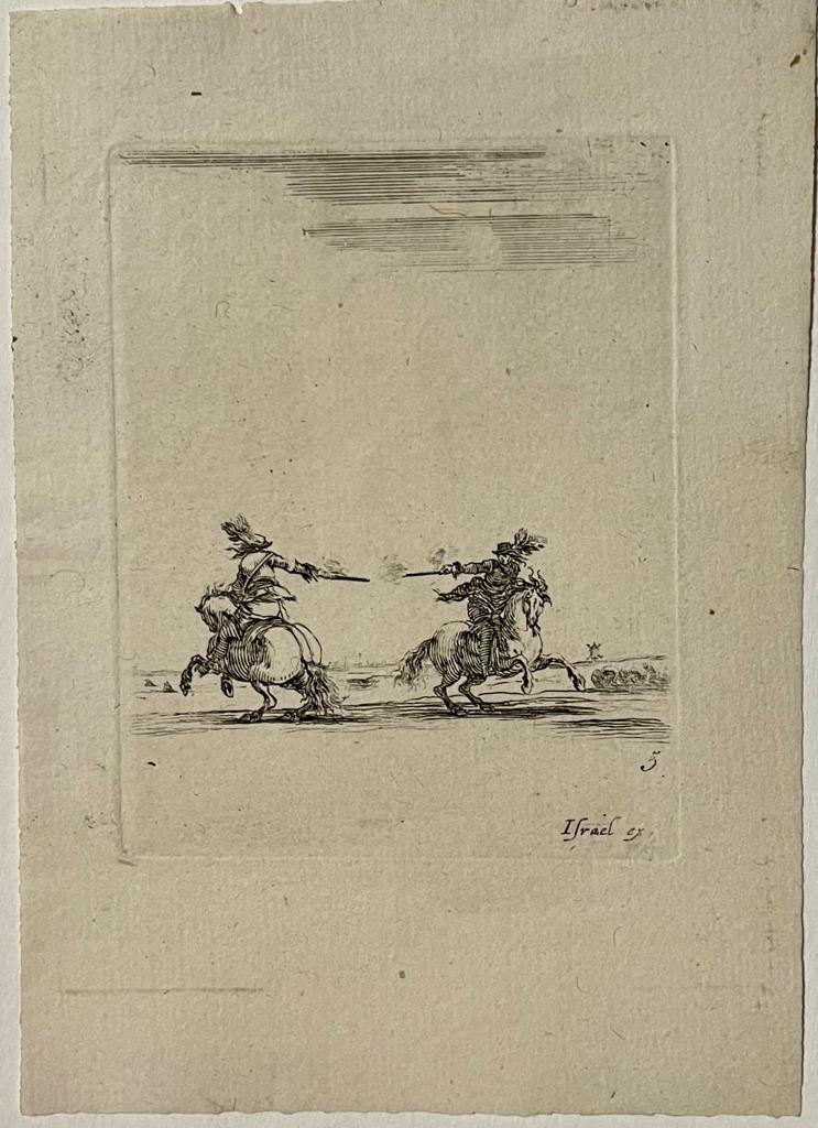Antique print I Della Bella I ca. 1650 I Two fighting horsemen.