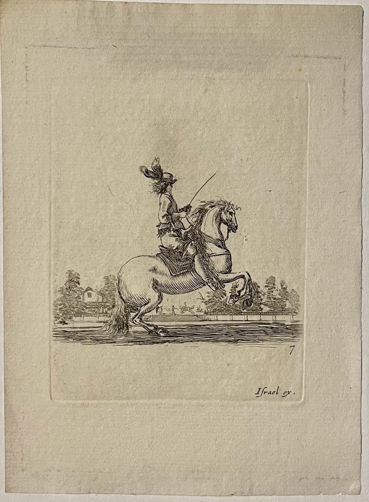 Antique print I Stefano della Bella I Rider on a prancing horse I 1650