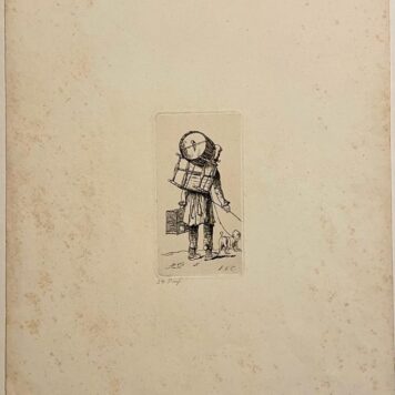 Antique print I J. Cornet I 1853 I Street Musician with a dog