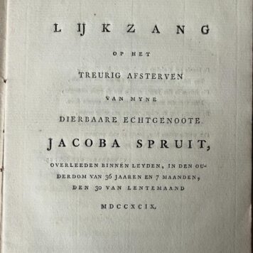 Occasional poem I 1799 I silhouette portrait I Lijkzang Jacoba [van Bemmelen] Spruit