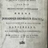 Occasional poem 1799 I Johannes Henricus Hacke