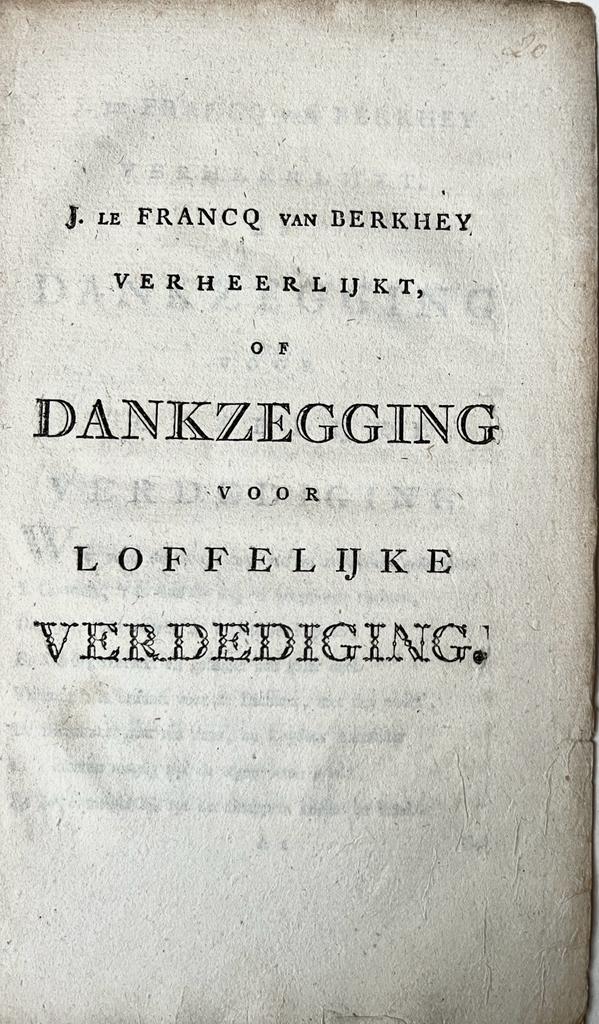[Occasional poem 18th century] J. le Francq van Berkhey