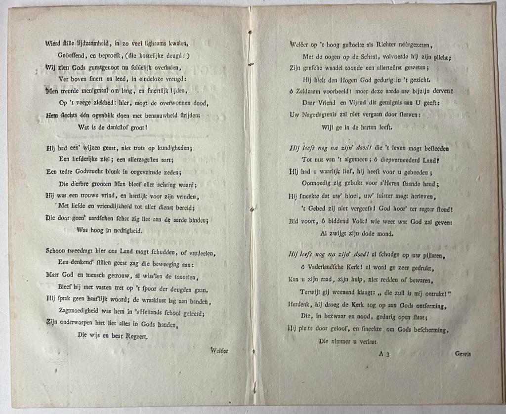Occasional poem 1801 I De gedagtenis (...) Coenraad le Leu de Wilhem