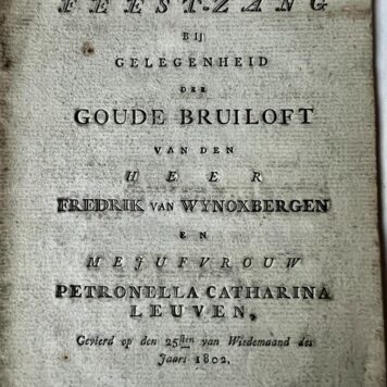 Poem 1802. Fredrik Van Wynoxbergen. Petronella Leuven