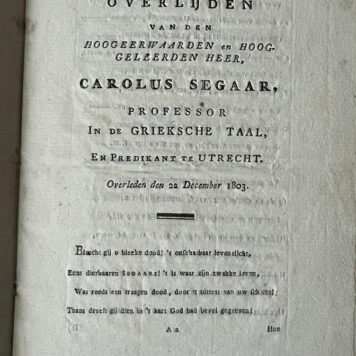 Occasional poem 1803 I Lyk-zang (...)Carolus Segaar
