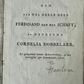 [Occasional poem 1806] Ferdinand van der Schaft & Cornelia Dobbelaer