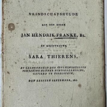 [Occasional poem 1807] Jan Hendrik Franke Bz. en Sara Thierens