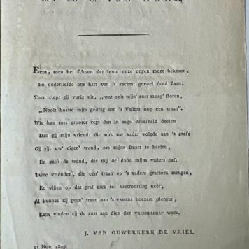 [Occasional poem 1809] Aan J. van Ouwerkerk de Vries. Mr. M.C. van Hall