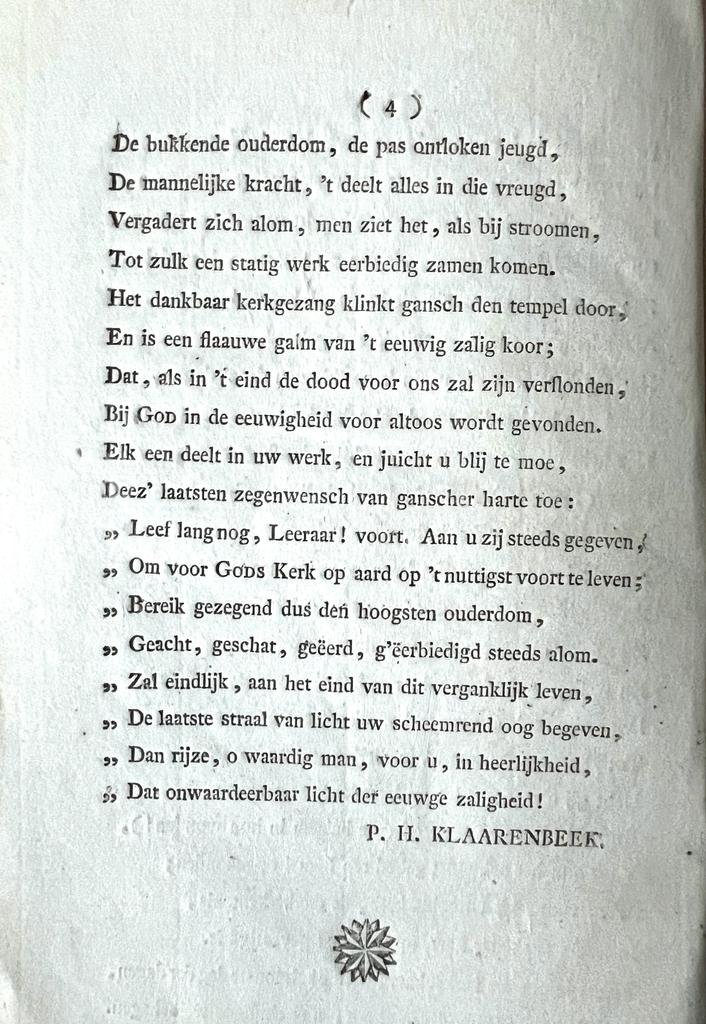 [Occasional poem 1813] (...) Leeraar-ambt binnen de stad Utrecht door Henricus Smith, s.l. 1813, 8º, 4 pp.