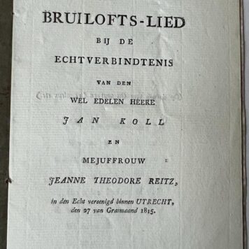 Poem 1815. Bruiloftslied Jan Koll Jeanne Theodore Reitz