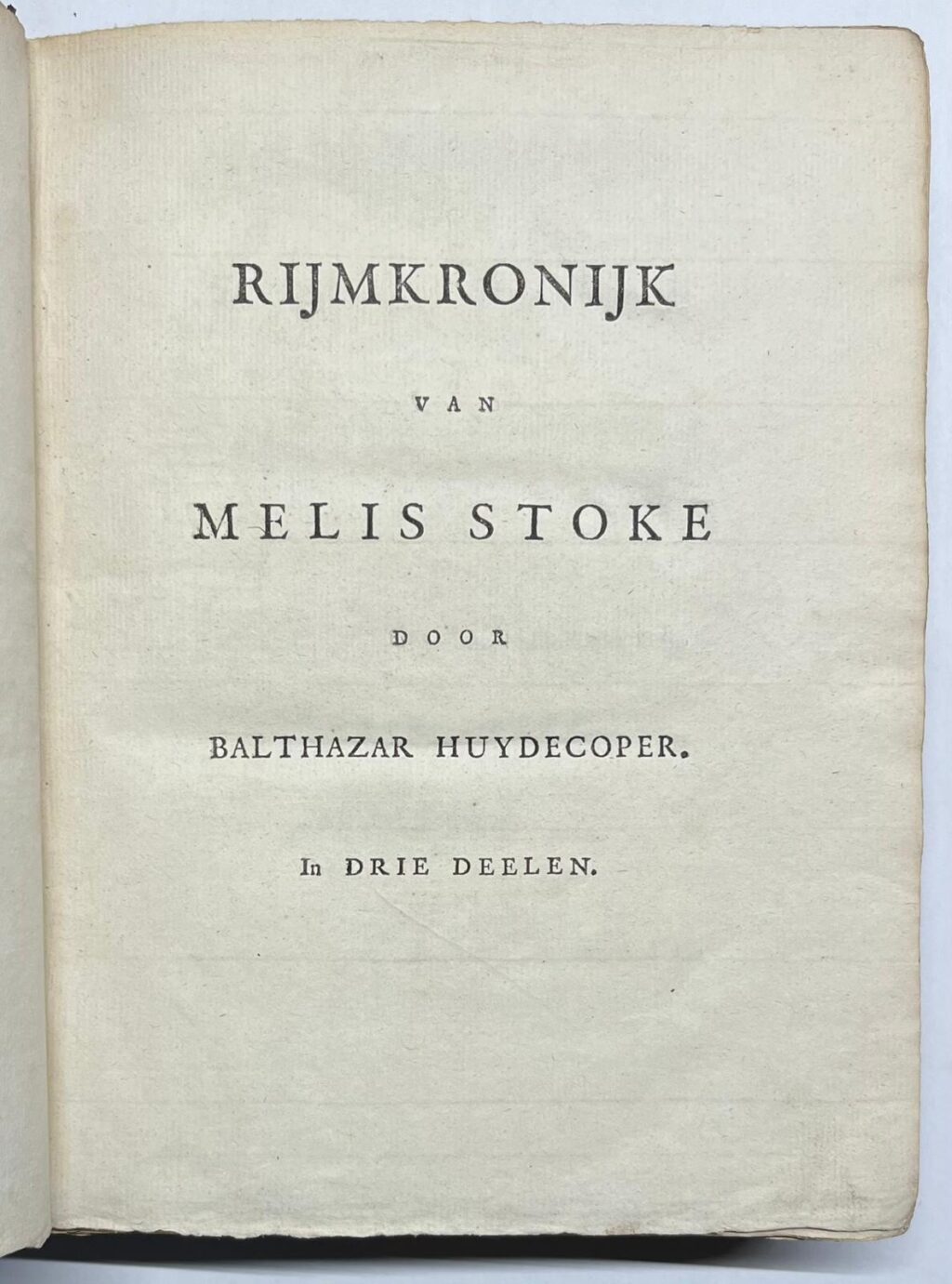 [The Hague, 1772, Melis Stoke] Rijmkronijk van Melis Stoke met historie-, oudheid- en taalkundige aanmerkingen door B. Huydecoper, Leiden: J. le Maire 1772, (8), 615; (2), 613; (2), 607, (31) pp.