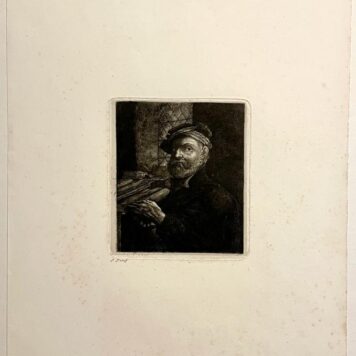 [Antique print] Man with pen by J.L. Cornet published 1853.