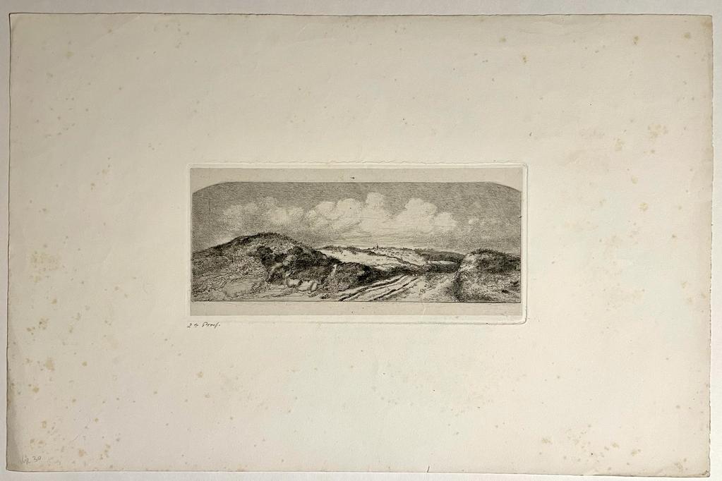 [Antique print] Dunes near Wassenaar by J.L. Cornet published 1853.