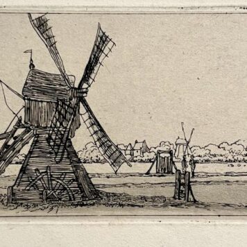 [Antique print] Mill landscape by J.L. Cornet published 1853.