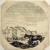 [Antique print I Della Bella I ca. 1650] Sleeping shephard and horses at Diocletianus baths.