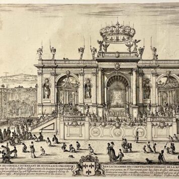 [Antique print ca. 1648] Altar and procession of the Holy Sacrament.