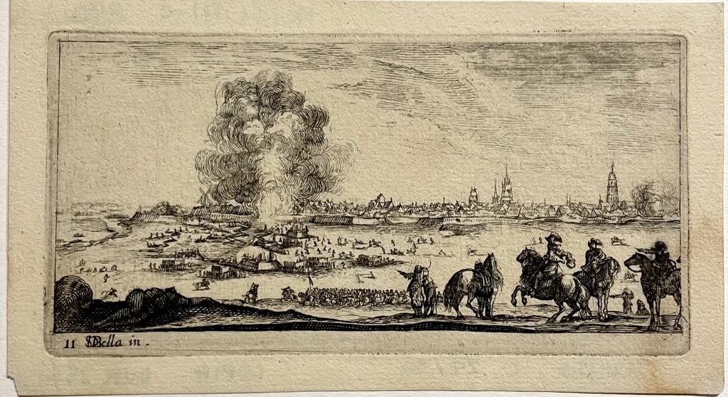[Antique print Della Bella ca. 1650] Attack on town Arras.