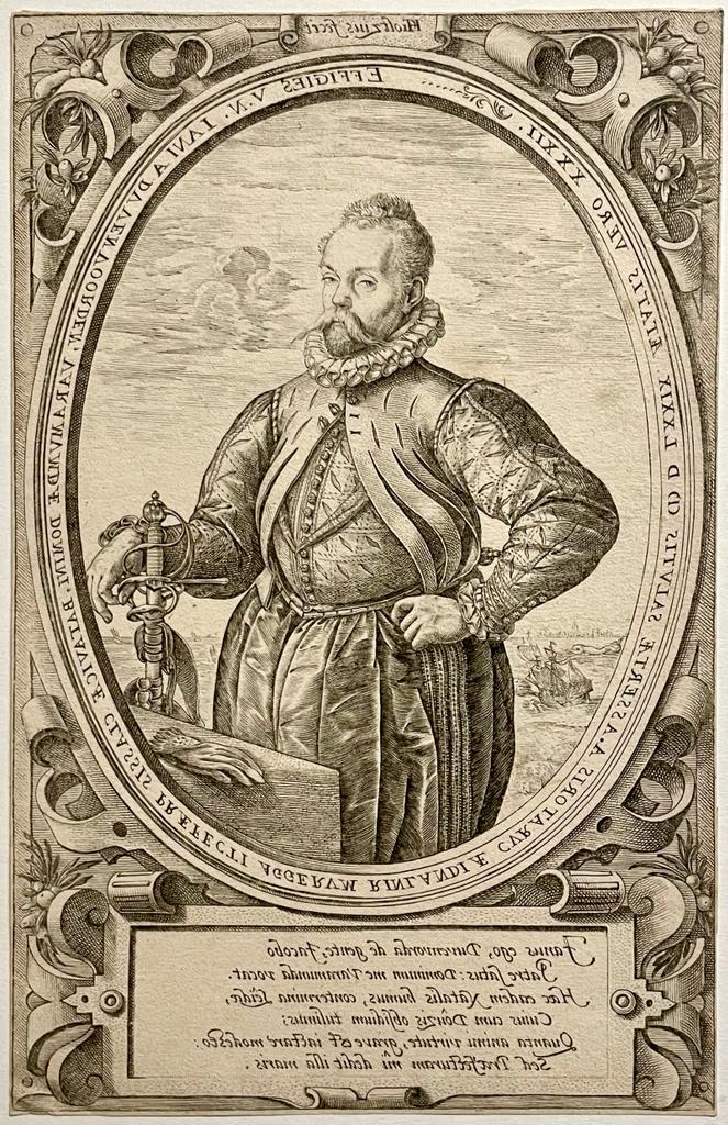 [Antique print counterproof 1579] Portrait of admiral Jan van Duvenvoorde.
