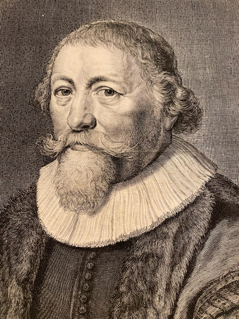 Antique portrait print 1643 I Simon Bisschop by Galle.