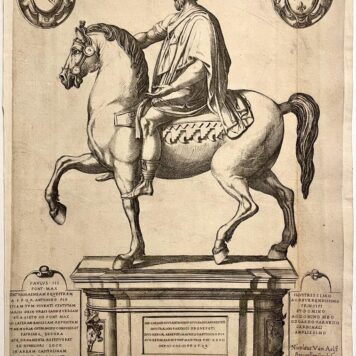 Antique print ca. 1600 I Statue Marcus Aurelius after Van Aelst.