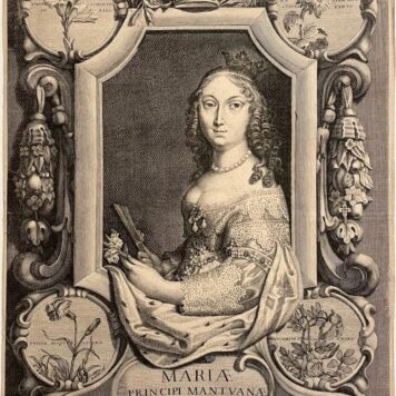 [Antique portrait print ca 1634] Louise Marie Queen of Poland by Falck. Antieke prent, gravure.