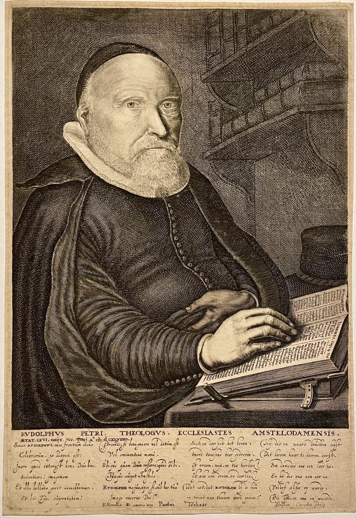 [Antique portrait print ca. 1645] Roelof Petri by Abraham Conrad.