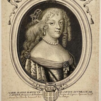 [Antique portrait print] Maria Johanna Baptiste (Savoy) by Nicolas de Larmessin I 1668.