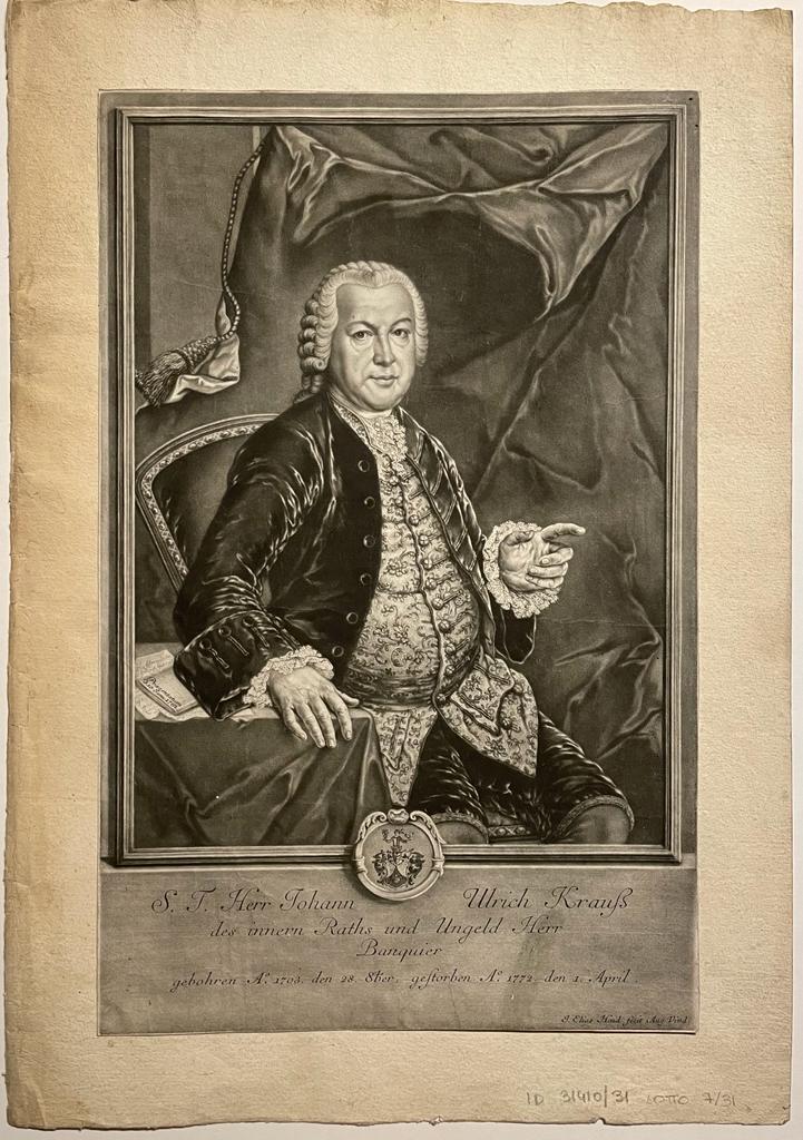 [Mezzotint 1772] Johann Ulrich Krauss by Johann Elias Haid.