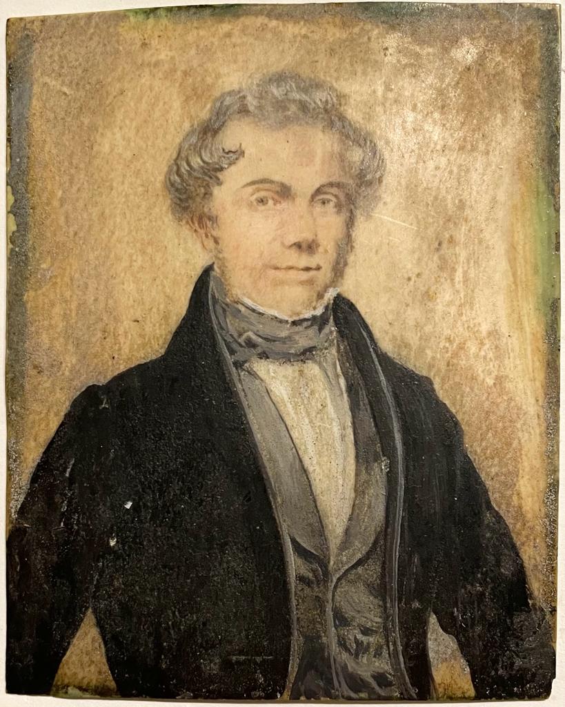 [Antique miniature portrait] Portret van een man ca. 1850.
