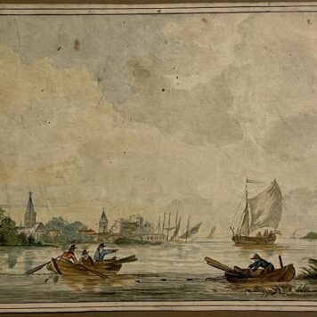[Antique drawing 1790] Fishermen in rowing boats.