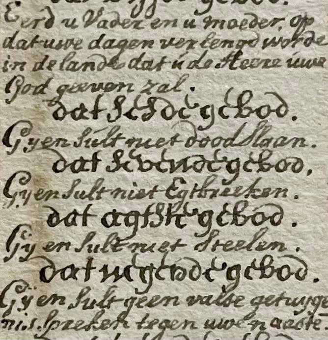 [Antique drawing, calligraphy] The ten commandments (De tien geboden), ca. 1750, 1 p.