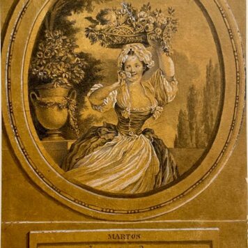 Antique drawing, watercolour I Marton, the flower woman, 1876 by J.W.B. Monogrammist.