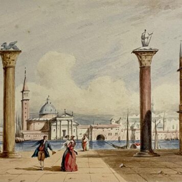 Antique drawing I Piazza San Marco in Venice 1876.