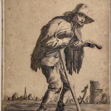 Antique print I Leprous beggar published ca. 1634 by P. Quast.