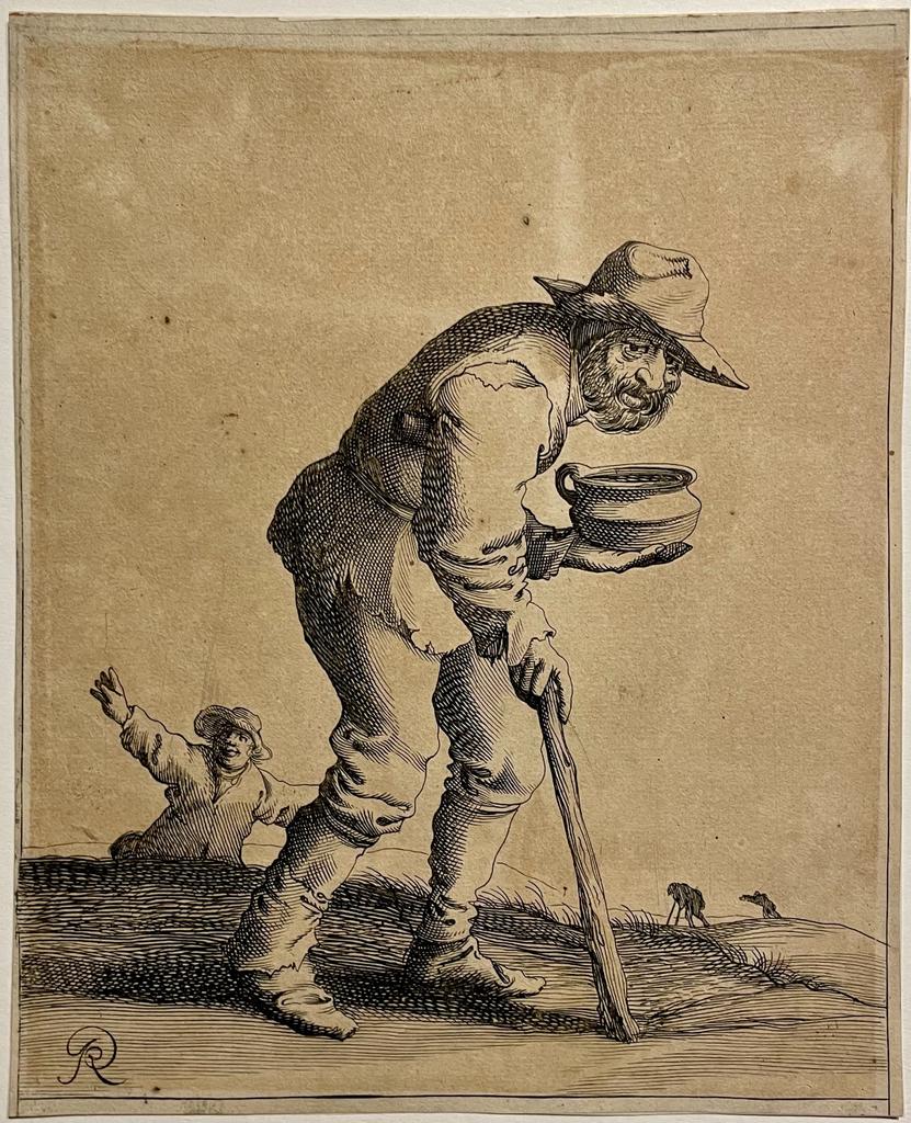 Pieter Jansz. Quast (1605/6-1647) - Antique print I Beggar with a bowl I Bedelaar met nap I published ca. 1634, 1 p.