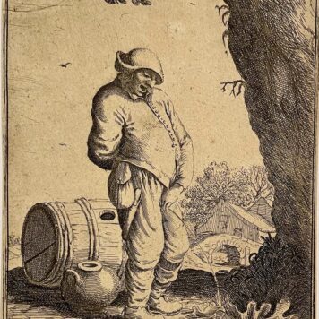 Antique print I Urinating man I Willem Basse ca. 1630.