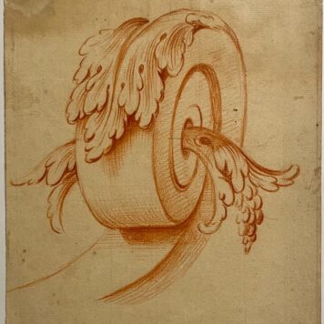 Antique drawing red chalk I An ornamental curl ca. 1750.