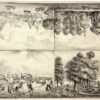 [Antique print, lithography, skating] Four landscapes on one paper