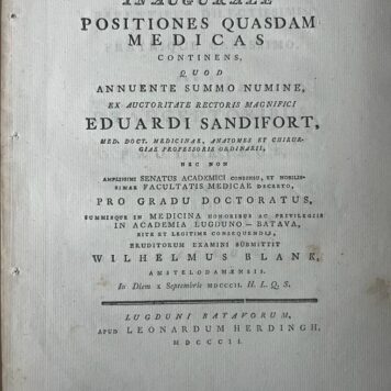 Diss. Leiden geneeskunde 10-9-1802. Wilhelmus Blank.